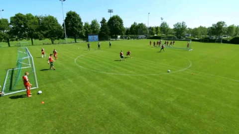 Im ersten Schritt übernimmt der Spieler die offensive Rolle und versucht mit hohem Tempo ein Tor zu erzielen Im ersten Schritt übernimmt der Spieler die offensive Rolle und versucht mit hohem Tempo ein Tor zu erzielen